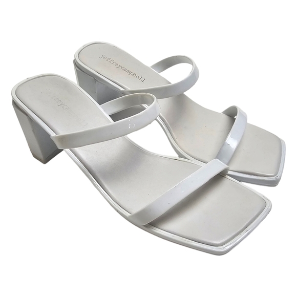 Jeffrey Campbell White Strappy Chunky Block Low Heel Size 7 - Picture 1 of 9